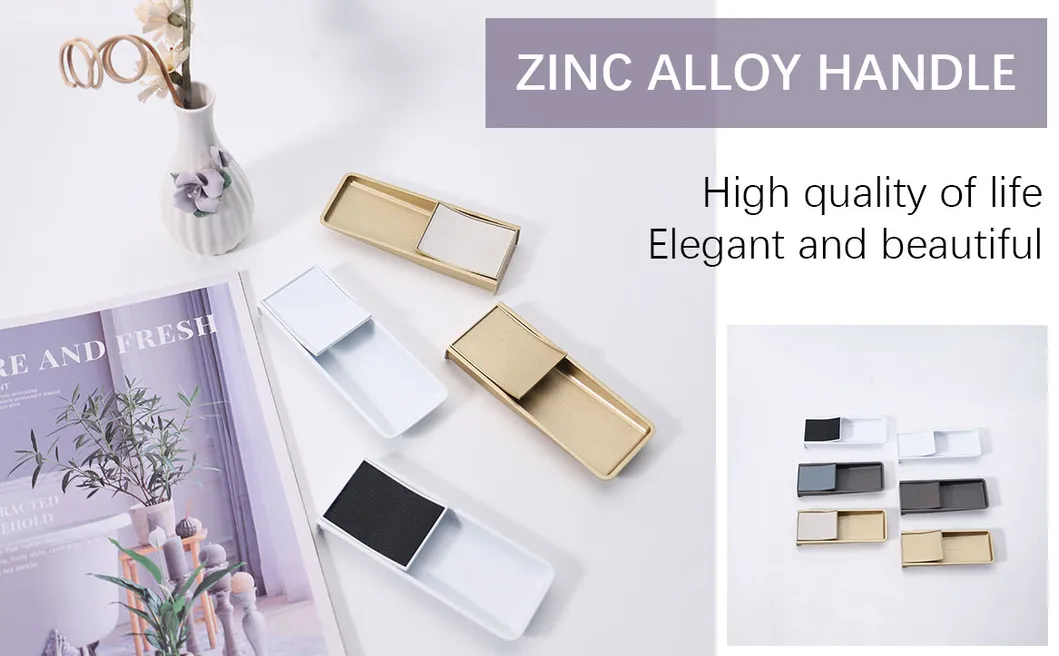 Concealed Cabinet Drawer Handle Zinc Invisible Leather Closet Door Pulls