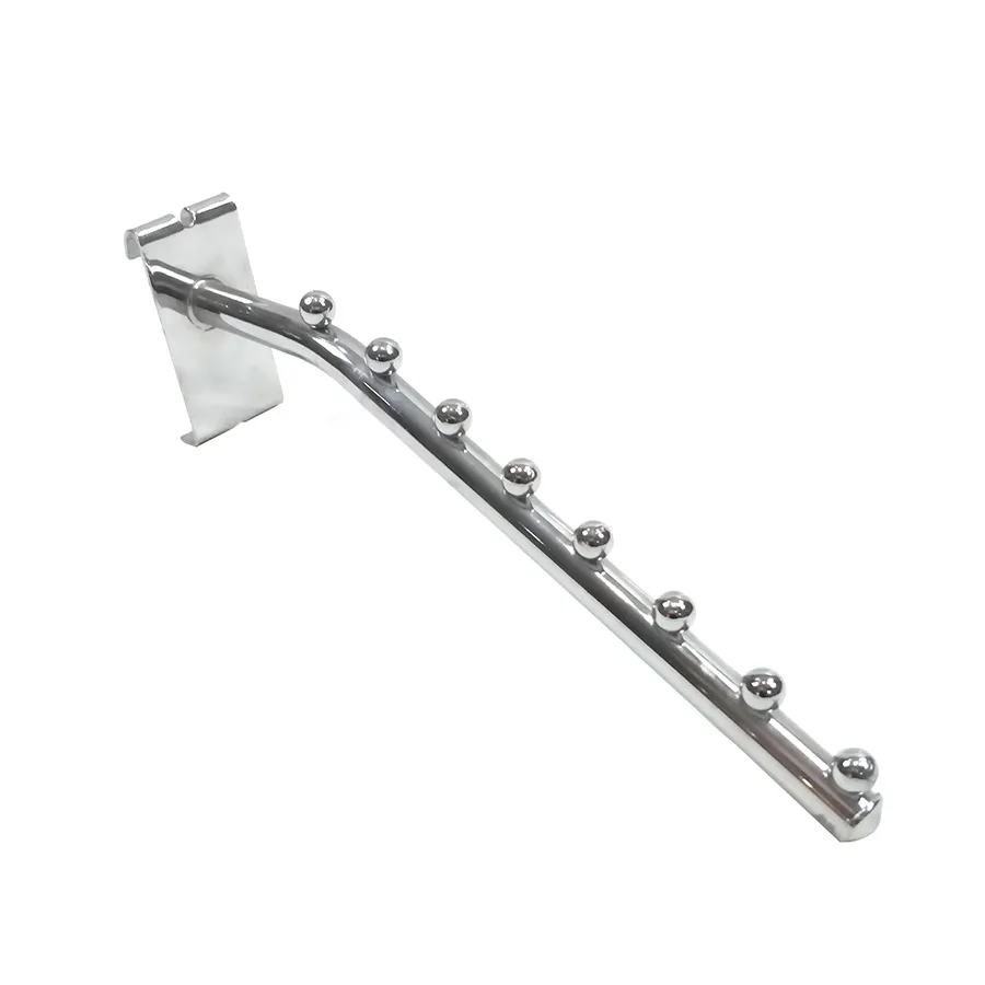 Clothes Chrome Finish Metal Hanging Display Iron Hook with Beads Supermarket Hooks