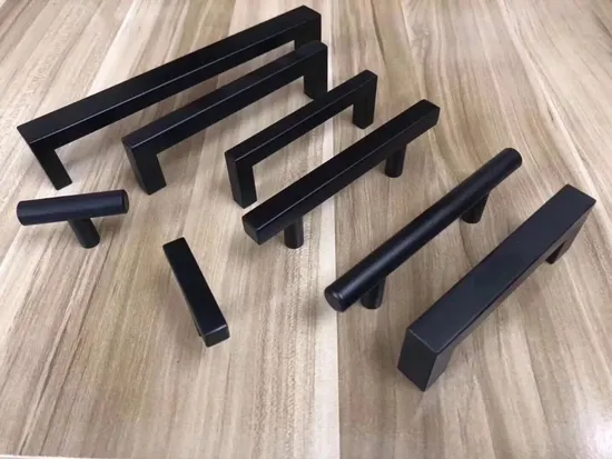 Kitchen Cabinet Drawer Stainless Steel Furniture Square Pull Black Cupboard Handles