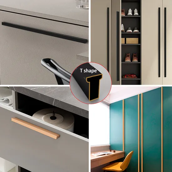 Aluminum Alloy Top Wardrobe Long Handle Cabinet Drawer Black Cabinet Door Handle