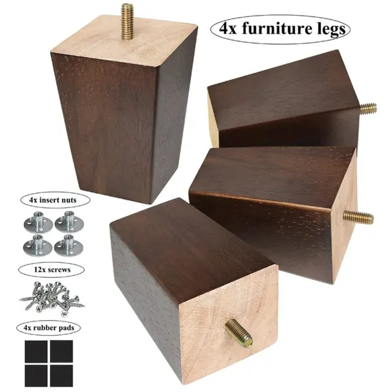 4PCS Antique Color Solid Wood Metal Furniture Legs Armchair Leg