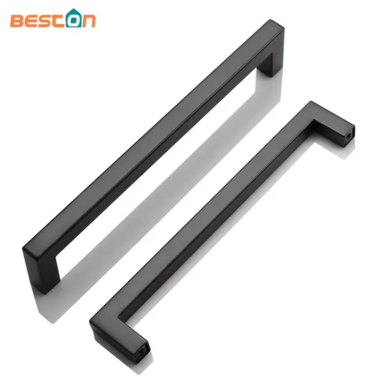 Stainless Steel Cabinet Drawer Door Handle Black Square Tube Furniture Pull Handles