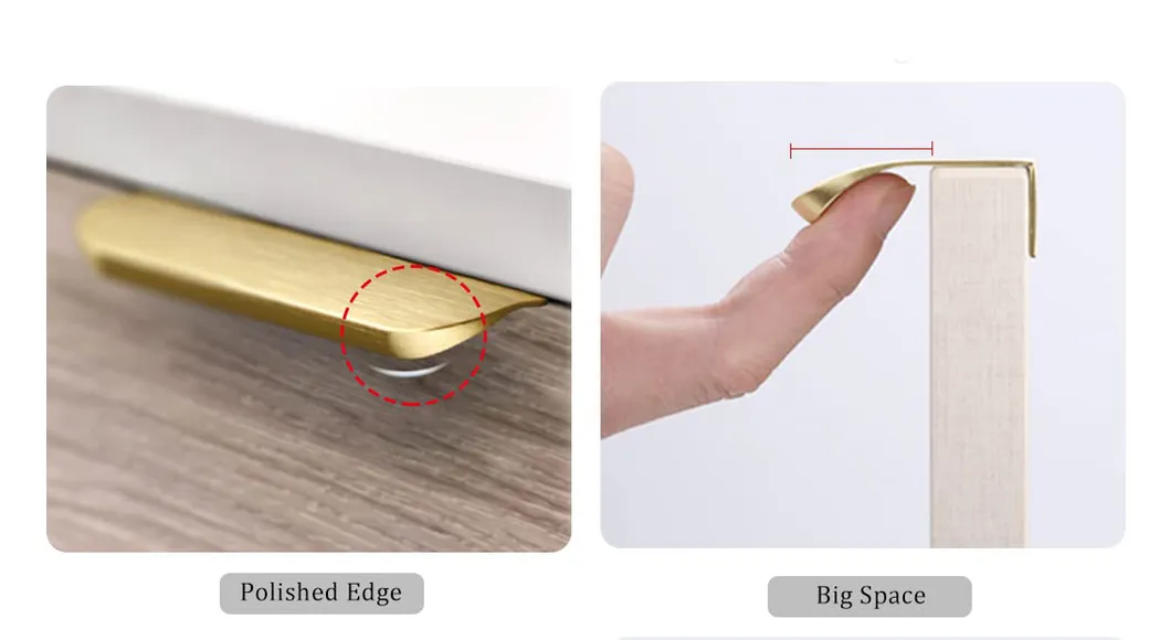 Aluminum Furniture Hardware Drawer Handles Hidden Finger Edge Pull for Kitchen Cabinet