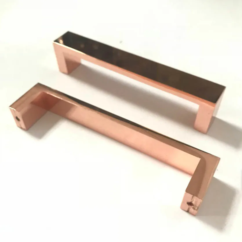 Furniture Fitting Modern Sample Aluminum Rose Gold Kitchen Cabinet Square Handle