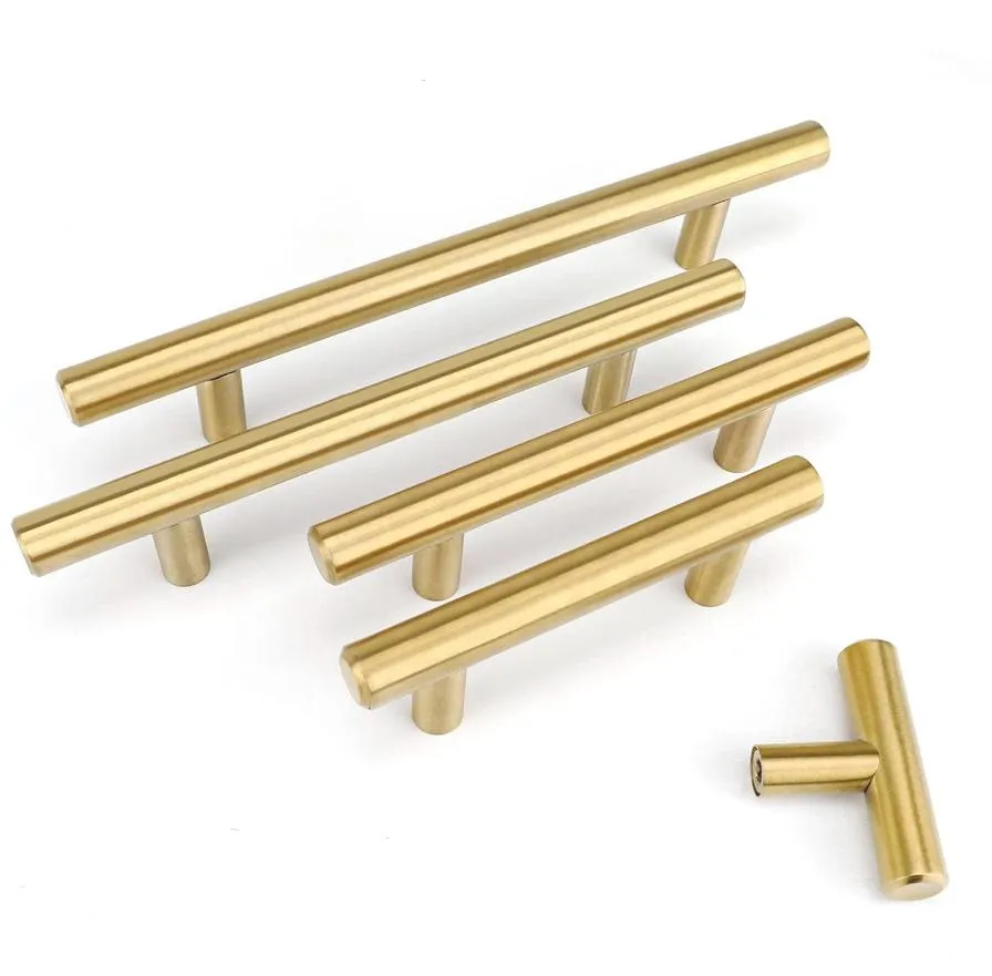 Stainless Steel Brass Gold Drawer Door T Bur Pull Handle