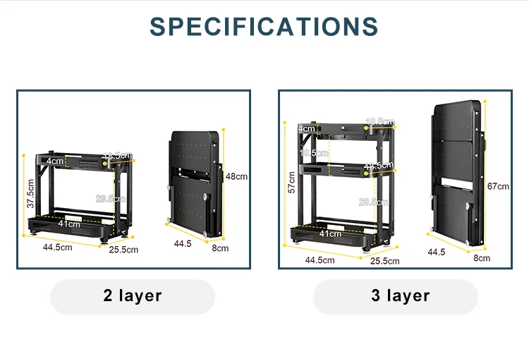 Metal Folding Wall-Mounted Spice Storage Rack Black