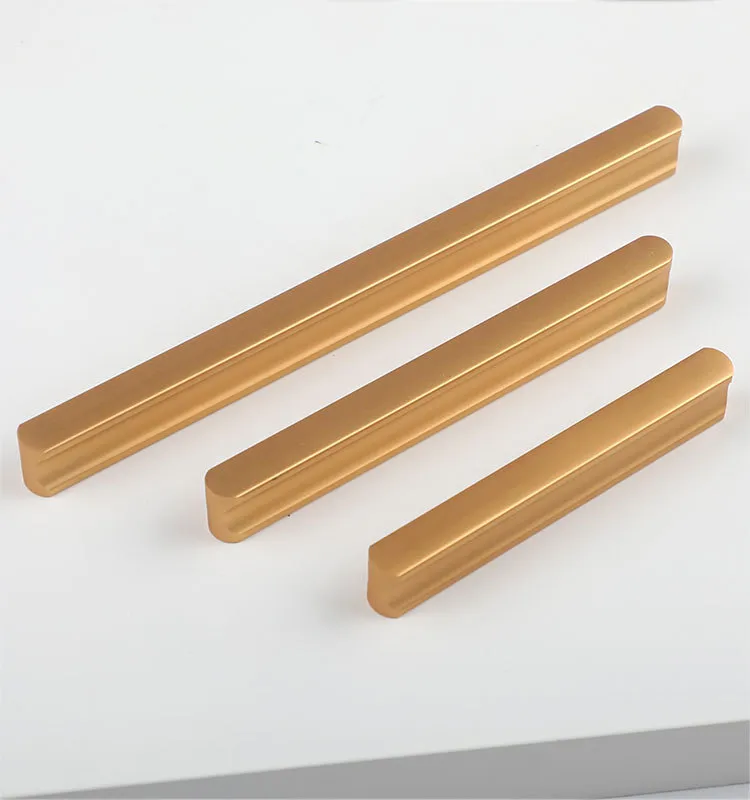 Kitchen Cabinet L Shaped Pull Handle Modern Aluminum Gold Furniture Drawer Handles