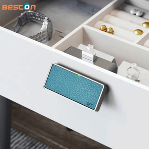 Smart Leather Fingerprint Cabinet Drawer Lock with USB Charging Black Electronic Locks
