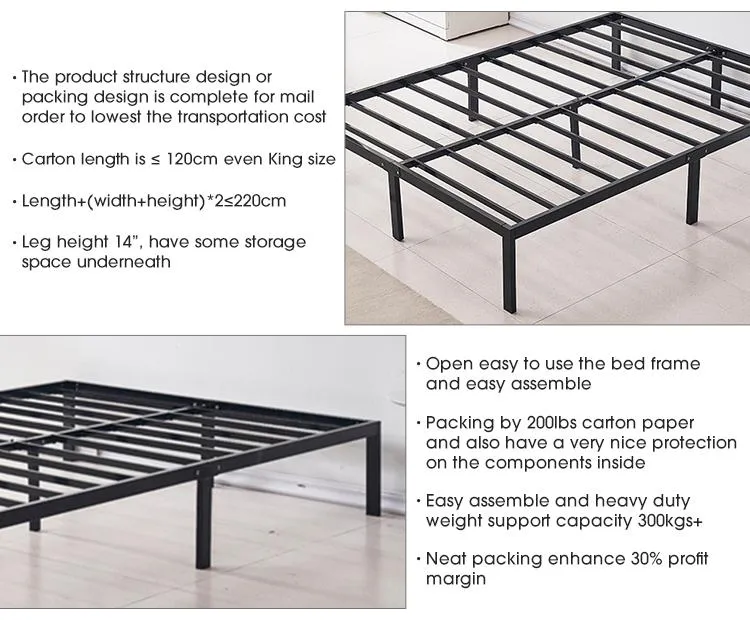 Easy Assembled Space Saving Smart Furniture Full Size Metal Bed Frame