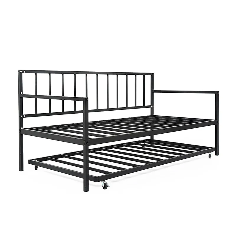 Bedroom Furniture Garden Platform Bed Sofa Metal Iron Frame Daybed with Trundle