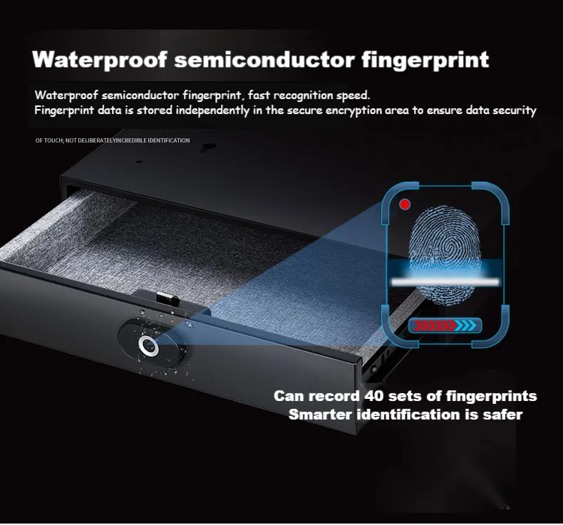 Fingerprint Lock Jewelry Drawer Safe Slide out Hidden Hotel Finance Drawer Safes