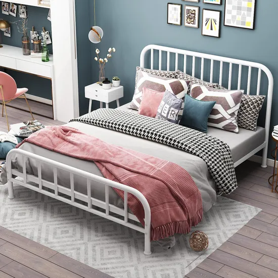 Furniture Metal Queen Size Double Golden Color Bed Frame for Adults