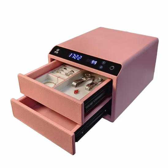 Smart Leather Safe Household Fingerprint Digital Biometric Jewelry Security Drawer Safe