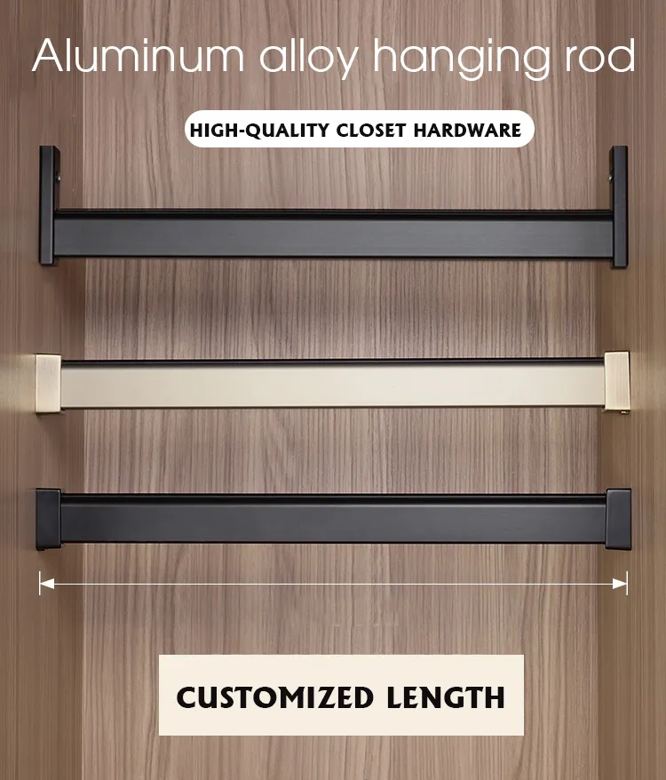 Aluminium Alloy Wardrobe Accessories Heavy Duty Clothes Hanging Oval Closet Rod