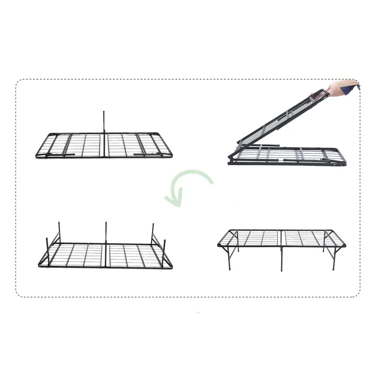 14 Inch Double Foldable Metal Furniture Platform Bed Frame