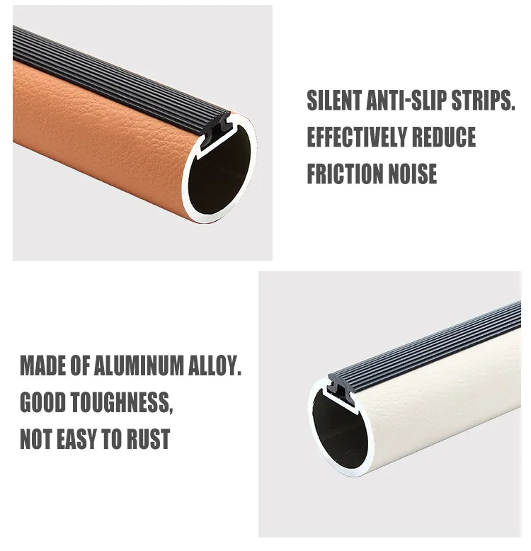 Wardrobe Accessories Leather Clothes Hanging Bar Space Saving Oval Closet Rod