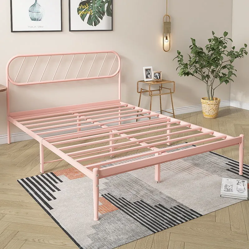 Simplicity Metal Double Bed Frame Pink with Bedroom Furniture