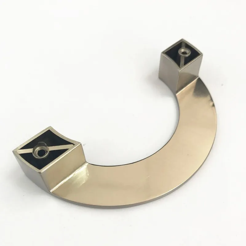 Brushed Nickel Cabinet Zinc Alloy C Design Shape Handles Dresser Pulls