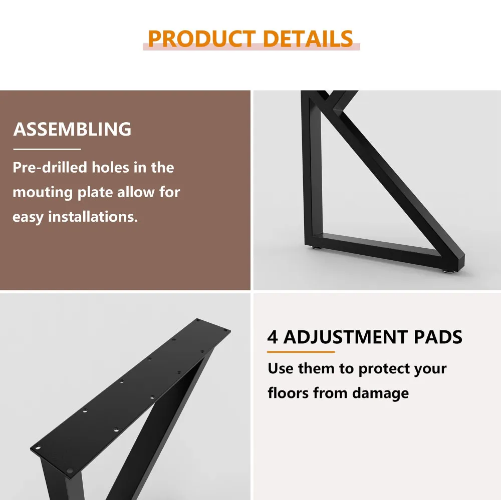 Modern Style Wrought Metal K Shape Custom Table Legs