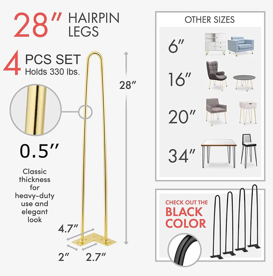 Luxury Coffee Metal Furniture Hairpin Rose Gold Table Legs