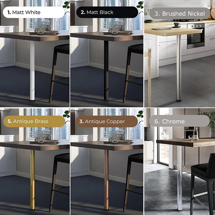 Long Round Pipe Chrome Stainless Steel Furniture Table Legs