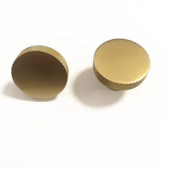 Brass Gold Knurled Cabinet Drawer Round Knobs