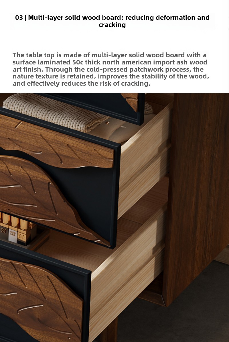 AIYI Chest of Drawers Entrancy Simple Villa Living Room Antique Side Storage Cabinet Bedroom Locker Solid Wood Curio Cabinet@详情7