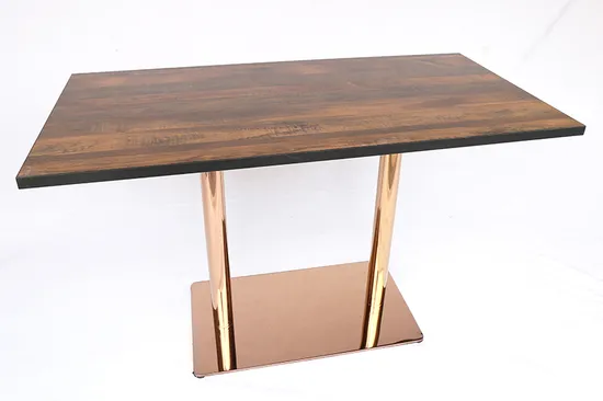 Commercial Rose Gold Stainless Steel Base Dining Table for Restaurant