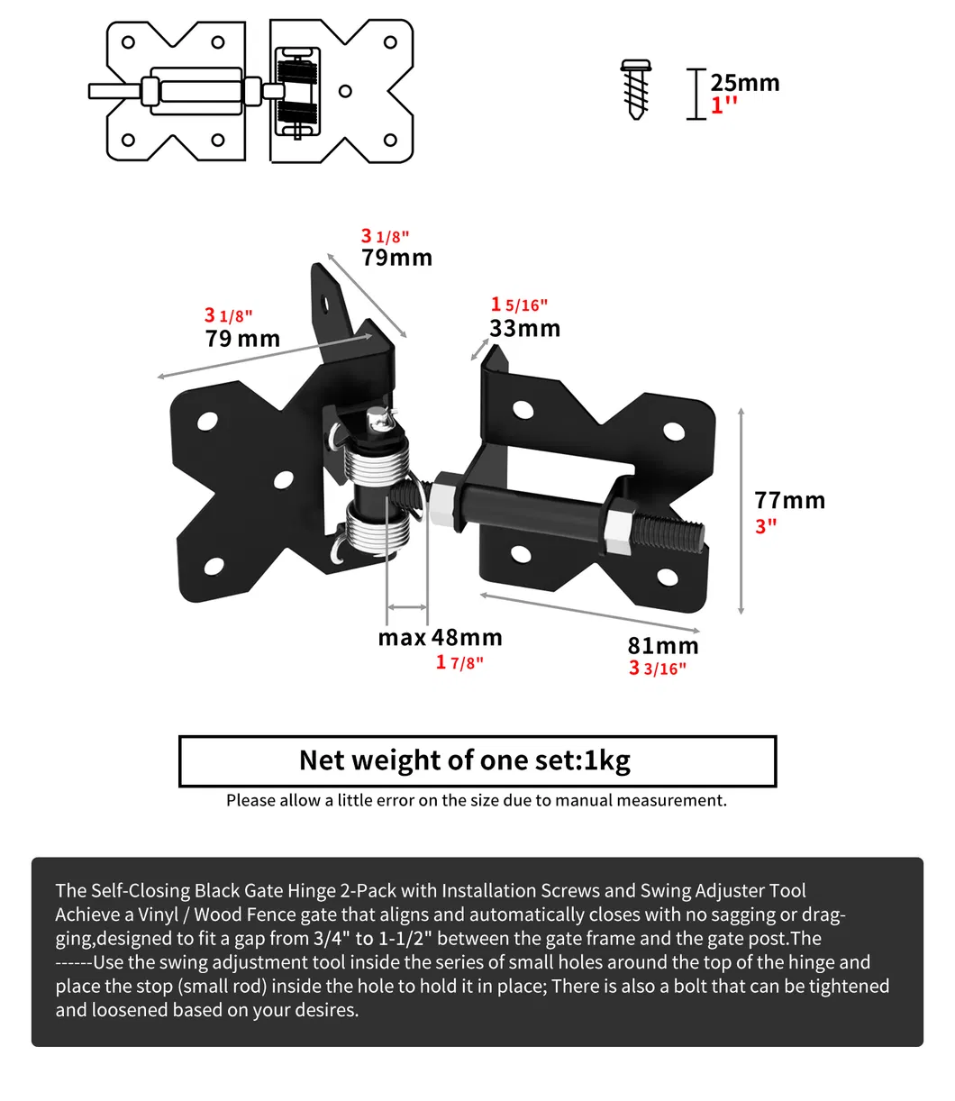 Black Garden Gate Hinges Use for Vinyl Fence Gate