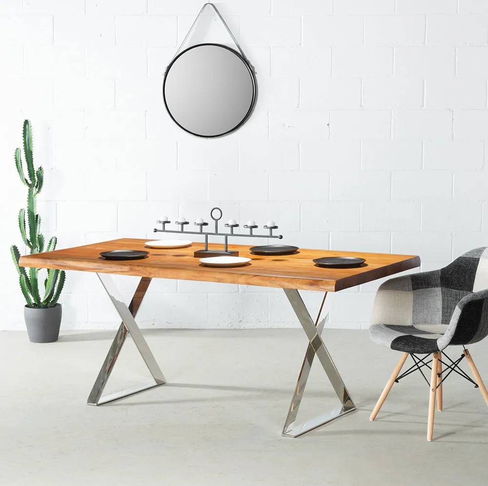 Modern Restaurant Bench Desk Metal Coffee Dining X Shape Square Table Legs