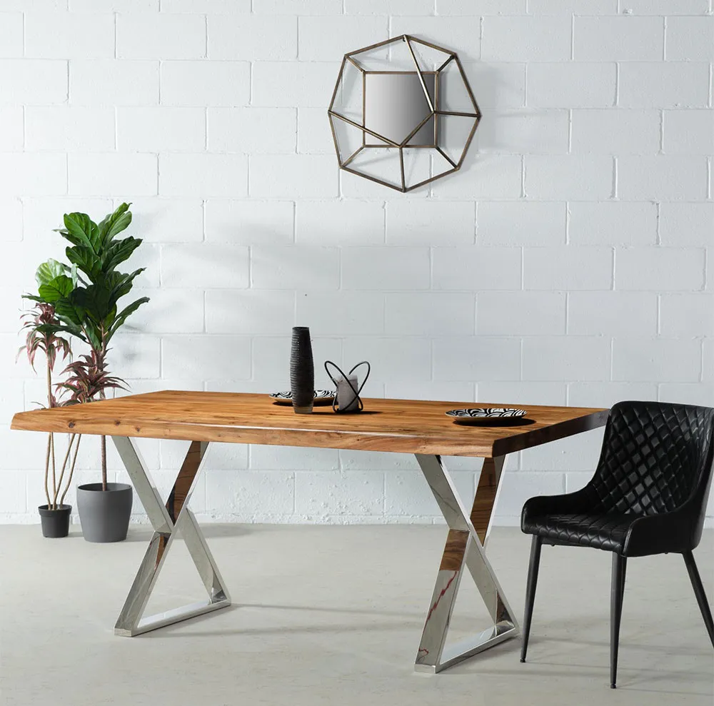 Modern Restaurant Bench Desk Metal Coffee Dining X Shape Square Table Legs