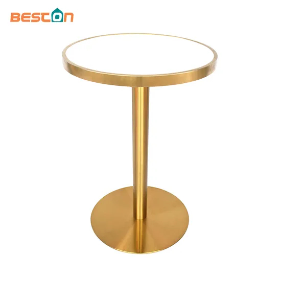 Furniture Italy Design Dining Table with Stainless Steel Gold Metal Table Base