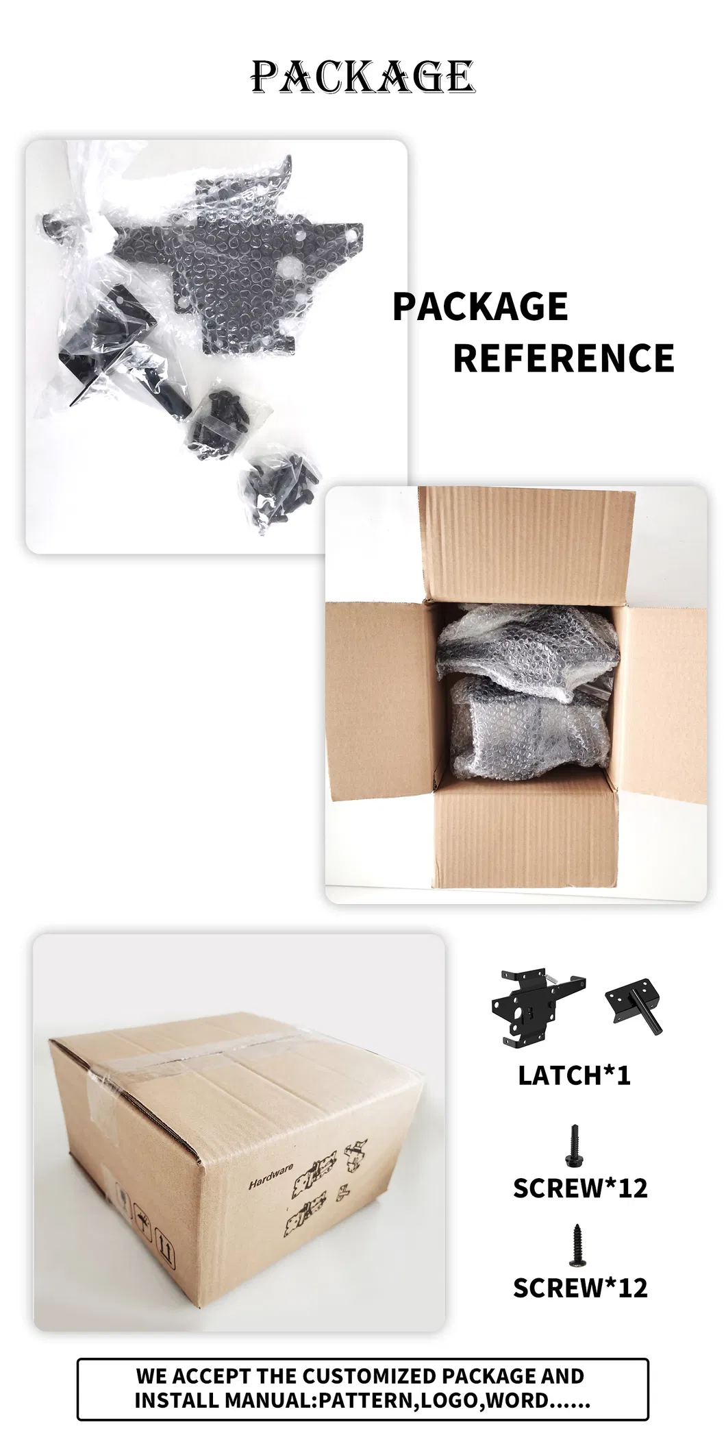 Heavy Duty Fence Self-Locking White Wood Fence Two Way Gate Latches