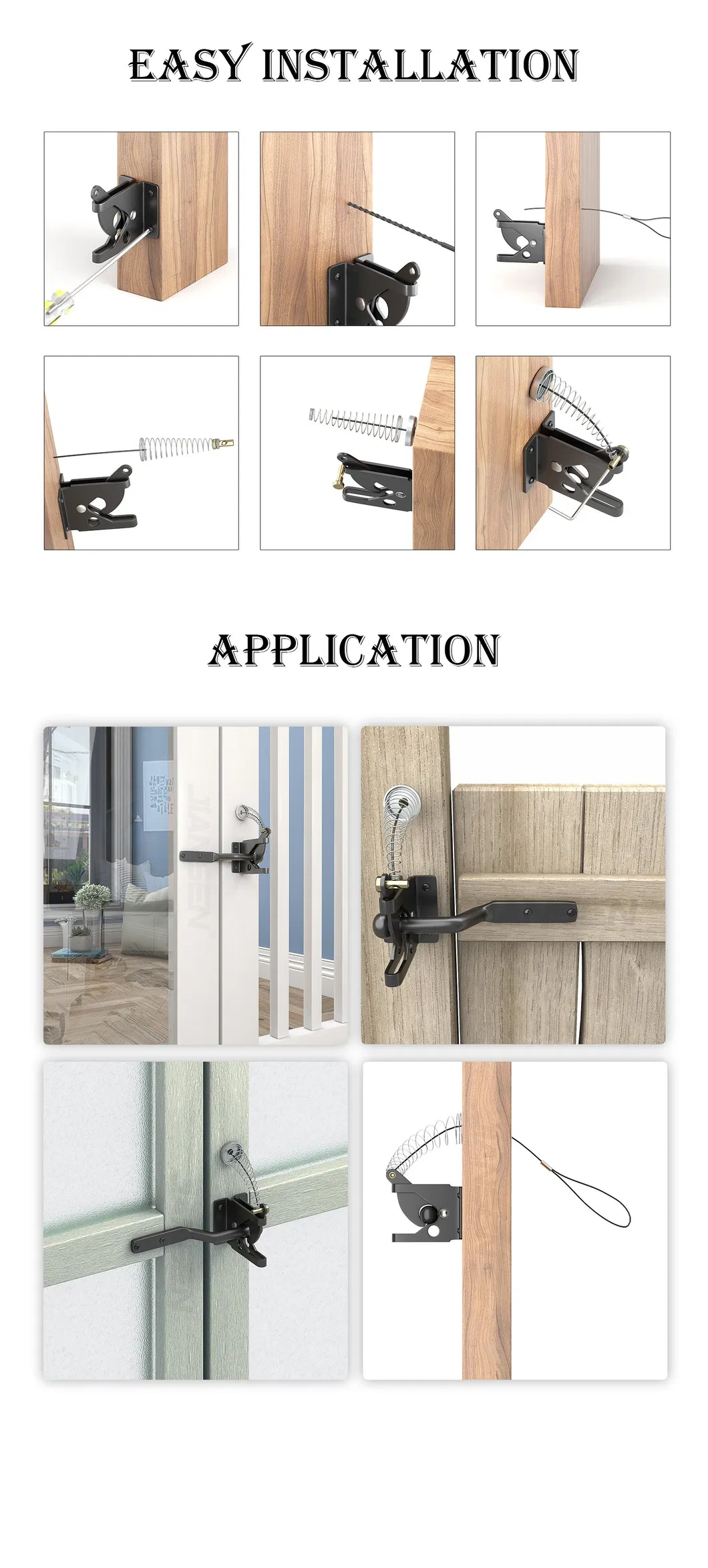 Gate Corner Bracket with Gate Hinges for Wooden Fences