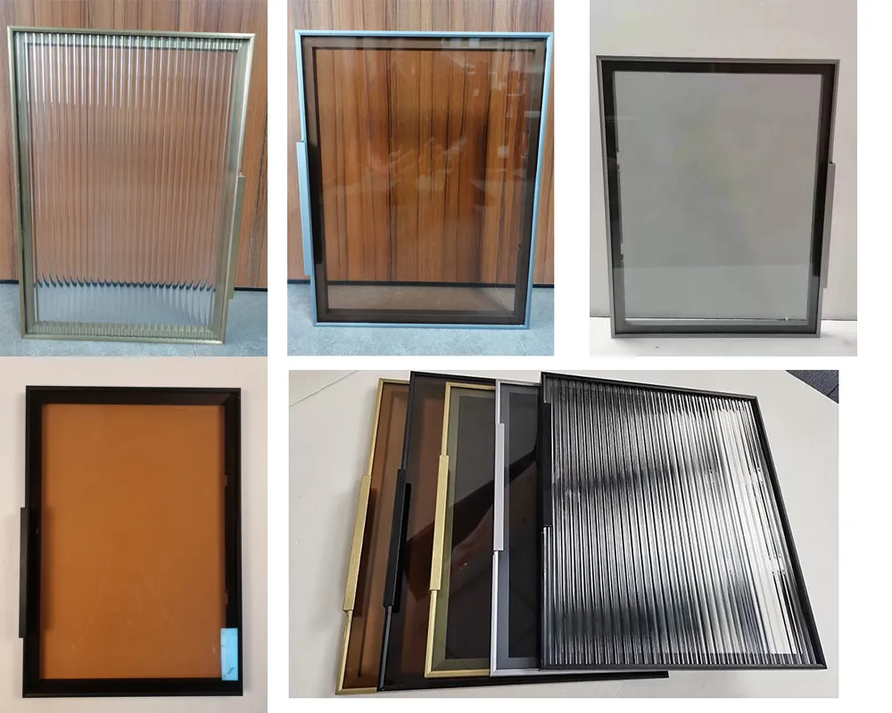 Black Metal Frame Door with Glass for Cabinet Closet Element Design Oak Furniture Rustic Tall Aluminum Profile for Wardrobe Hinged Swing Rebound Double Doors