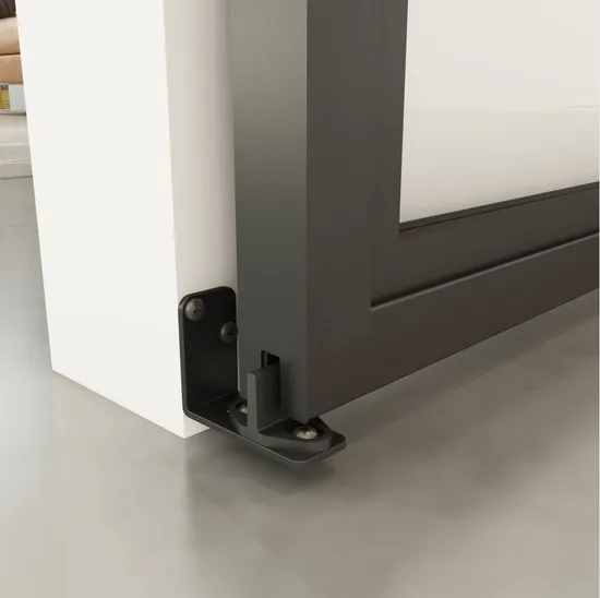 Aluminum Black Metal Frame Glass Interior Sliding Barn Door with Hardware Kit