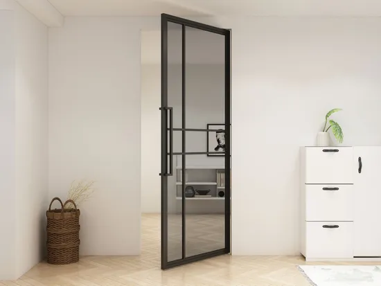 Steel Frame Glass Swing Door Without Frame and Hinges Pivot Door