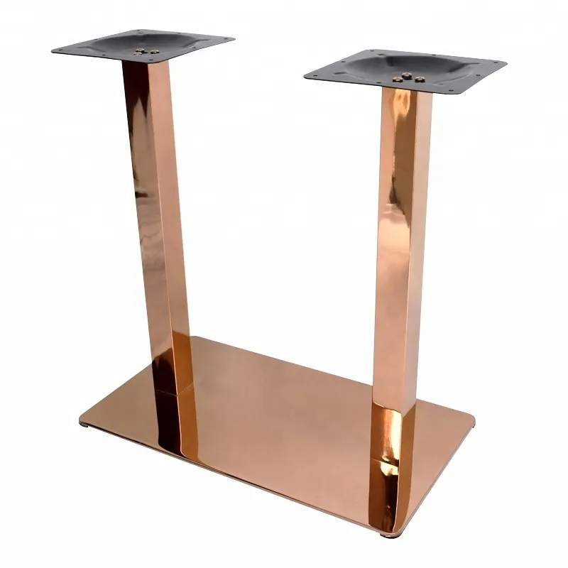 Built Metal Rose Gold Furniture Legs Table Base with Rectangle Base