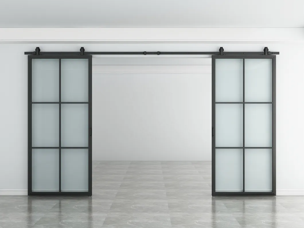 French Door Sliding Double Glass Barn Door Frame