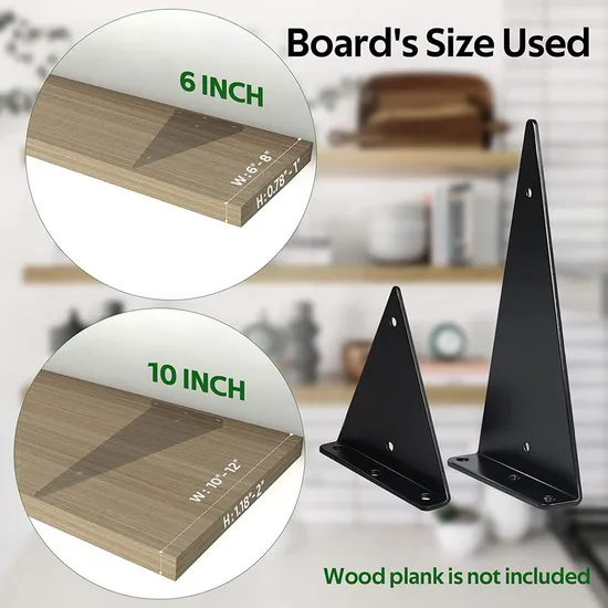 Black Triangle Brackets for Shelves Floating Shelf Hardware Hidden Decorative Shelf Bracket