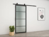 Black Steel Frame Clear Glass Loft Barn Door with Sliding Hardware