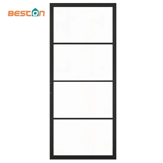 Sliding Style Finished Black Powder Coating Steel-Framed French Glass Doors