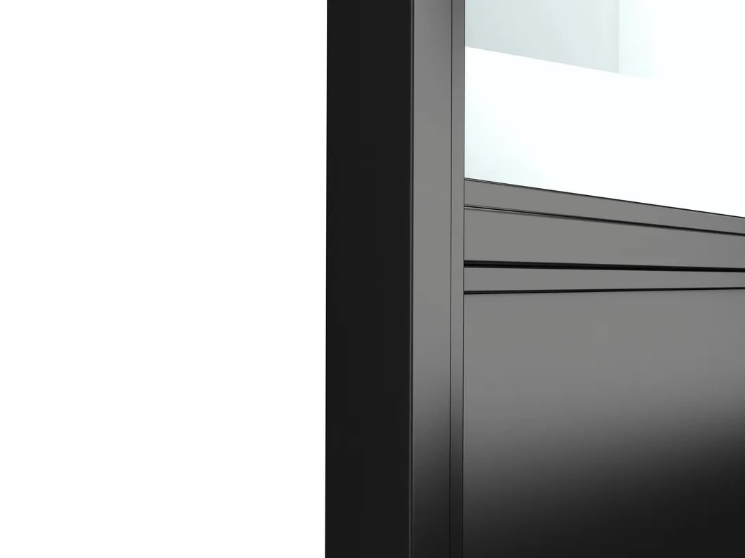 Customized Size Interior Matt Black Metal Frame Glass Door with Hardware Kit