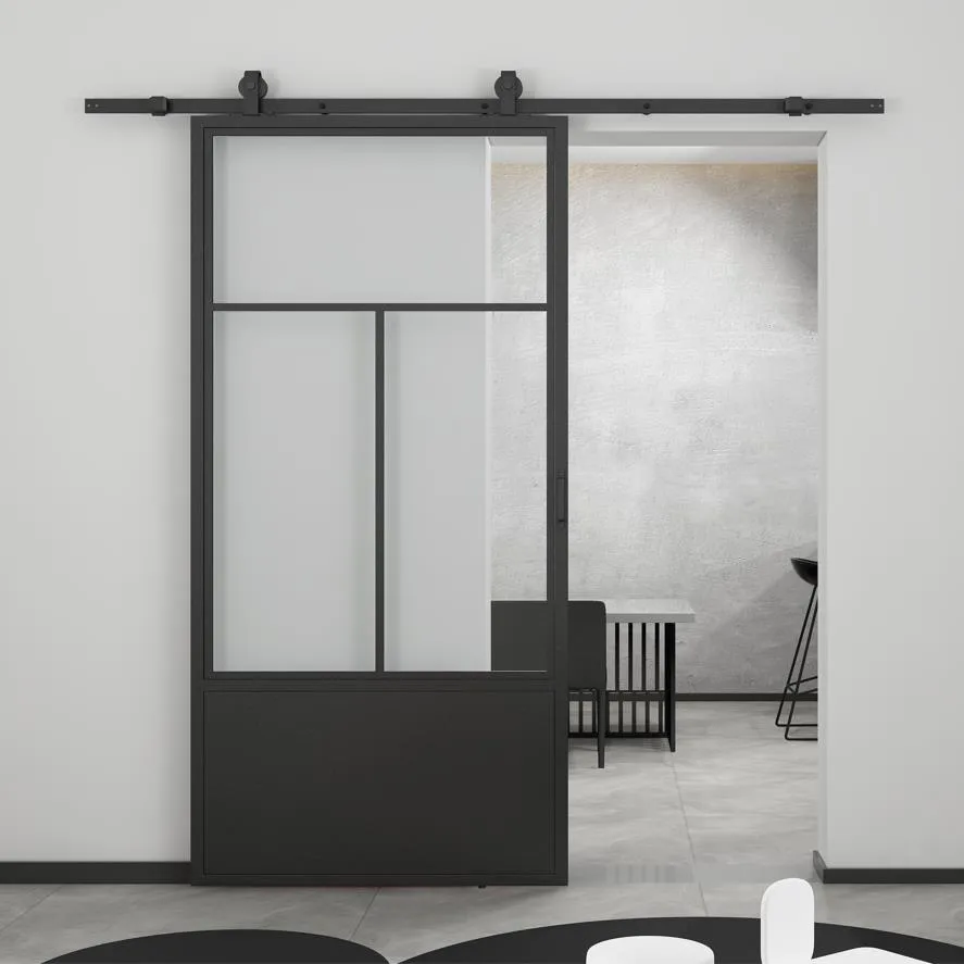 Steel Frame Interior Barn Door with Sliding Hardware Kit and Door Handle