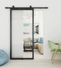 Apartment One Piece Interior Black Steel Frame Door with Clear Glass Insert
