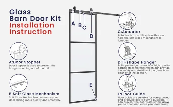 Mechanism Interior Mount Barn Door Hardware Kit Glass Sliding Barn Door