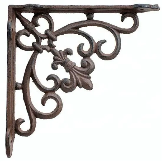 Wall Shelf Bracket Cast Iron OEM Customized Pattern Rustic Brown Triangle Bracket