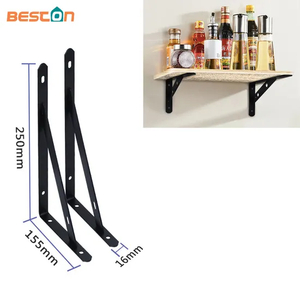 Wall Mount L Bracket 90 Degree Triangle Corner Bracket with Gusset-Black