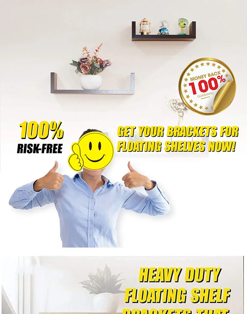 12 Inches I Shape Floating Pipe Shelf Mounting Brackets with Invisible Design