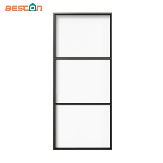 3 Panel Frosted Black Interior Sliding Steel Glass Barn Doors